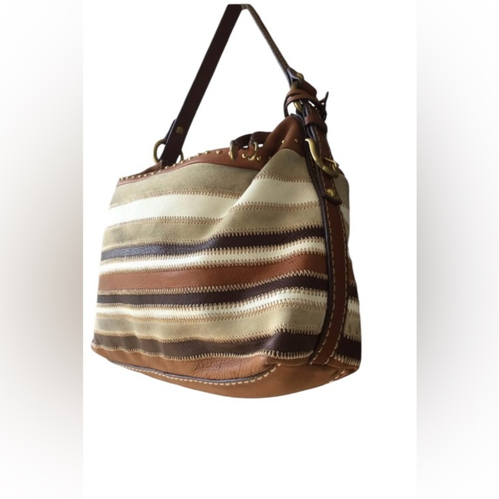 Fossil Striped Patchwork Shoulder Bag Vintage - image 7